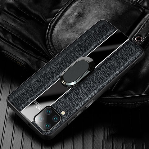 Silikon Hülle Handyhülle Gummi Schutzhülle Flexible Leder Tasche mit Magnetisch Fingerring Ständer T04 für Huawei P40 Lite Schwarz