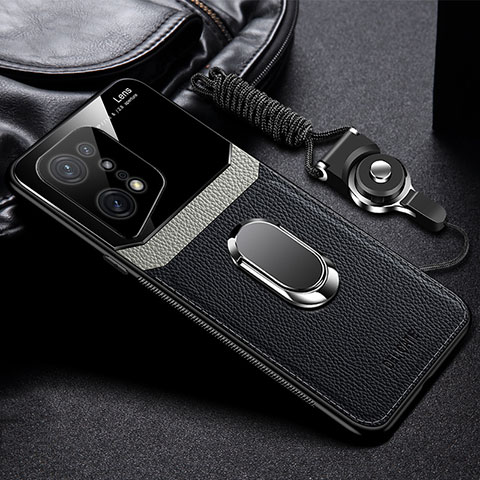Silikon Hülle Handyhülle Gummi Schutzhülle Flexible Leder Tasche mit Magnetisch FL1 für Oppo Find X5 5G Schwarz
