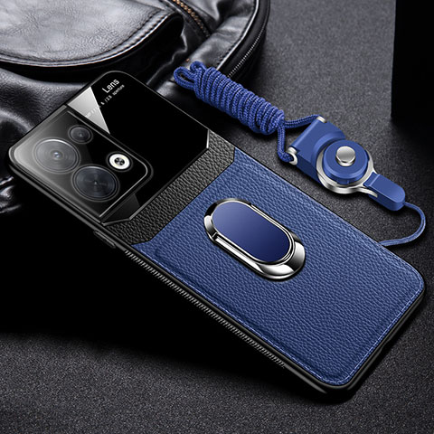 Silikon Hülle Handyhülle Gummi Schutzhülle Flexible Leder Tasche mit Magnetisch FL1 für Oppo Reno8 5G Blau