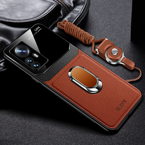 Silikon Hülle Handyhülle Gummi Schutzhülle Flexible Leder Tasche mit Magnetisch FL2 für Xiaomi Mi 12T Pro 5G Braun