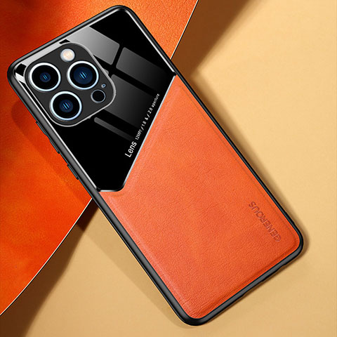 Silikon Hülle Handyhülle Gummi Schutzhülle Flexible Leder Tasche mit Magnetisch für Apple iPhone 13 Pro Max Orange