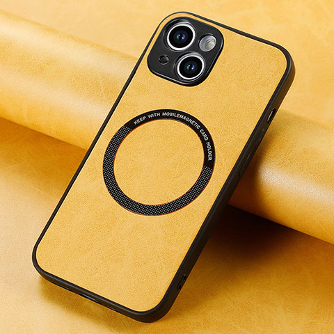 Silikon Hülle Handyhülle Gummi Schutzhülle Flexible Leder Tasche mit Magnetisch S11D für Apple iPhone 14 Gelb