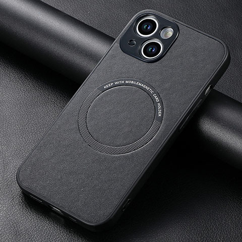 Silikon Hülle Handyhülle Gummi Schutzhülle Flexible Leder Tasche mit Magnetisch S11D für Apple iPhone 14 Schwarz