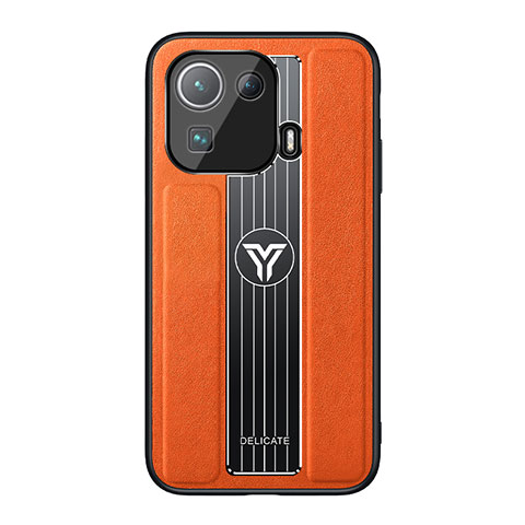 Silikon Hülle Handyhülle Gummi Schutzhülle Flexible Leder Tasche S01 für Xiaomi Mi 11 Pro 5G Orange