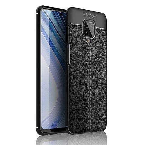 Silikon Hülle Handyhülle Gummi Schutzhülle Flexible Leder Tasche S01 für Xiaomi Redmi Note 9 Pro Schwarz