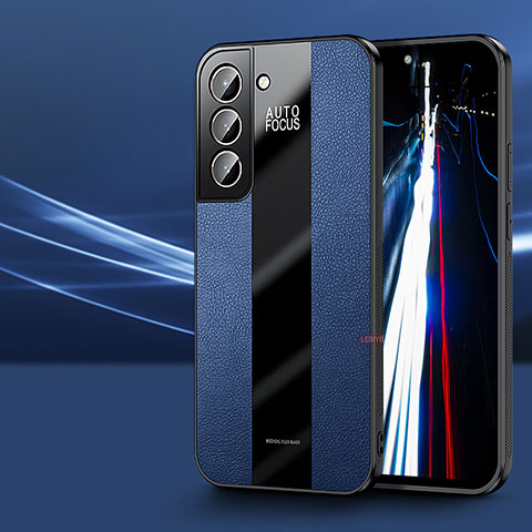 Silikon Hülle Handyhülle Gummi Schutzhülle Flexible Leder Tasche S07 für Samsung Galaxy S23 5G Blau