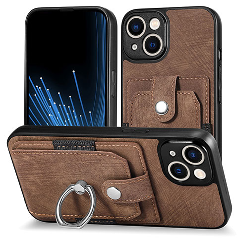 Silikon Hülle Handyhülle Gummi Schutzhülle Flexible Leder Tasche SD11 für Apple iPhone 14 Braun
