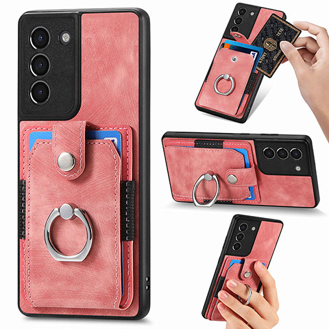 Silikon Hülle Handyhülle Gummi Schutzhülle Flexible Leder Tasche SD5 für Samsung Galaxy S21 FE 5G Rosa