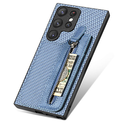 Silikon Hülle Handyhülle Gummi Schutzhülle Flexible Leder Tasche SD6 für Samsung Galaxy S23 Ultra 5G Blau