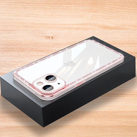 Silikon Hülle Handyhülle Gummi Schutzhülle Flexible Tasche Bling-Bling AT2 für Apple iPhone 13 Mini Rosegold