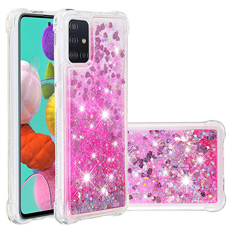 Silikon Hülle Handyhülle Gummi Schutzhülle Flexible Tasche Bling-Bling S01 für Samsung Galaxy A51 5G Pink