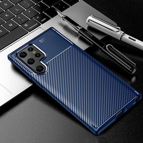 Silikon Hülle Handyhülle Gummi Schutzhülle Flexible Tasche Köper S01 für Samsung Galaxy S21 Ultra 5G Blau