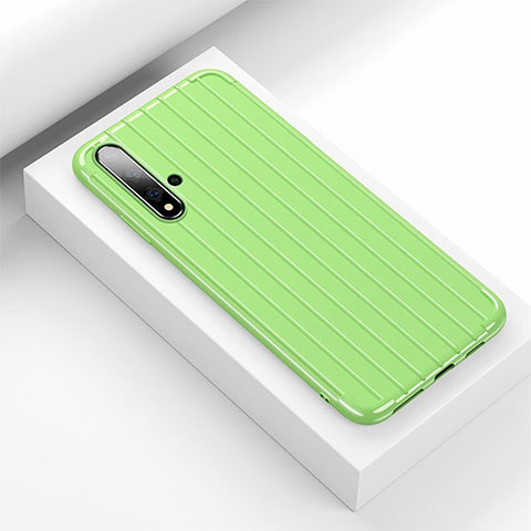 Silikon Hülle Handyhülle Gummi Schutzhülle Flexible Tasche Line C01 für Huawei Nova 5 Grün