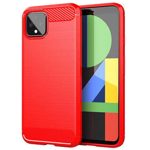 Silikon Hülle Handyhülle Gummi Schutzhülle Flexible Tasche Line für Google Pixel 4 Rot