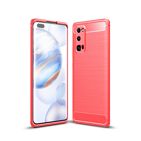 Silikon Hülle Handyhülle Gummi Schutzhülle Flexible Tasche Line für Huawei Honor 30 Pro Rot