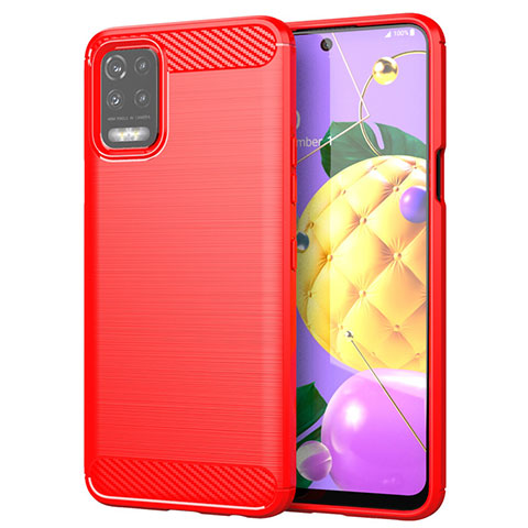 Silikon Hülle Handyhülle Gummi Schutzhülle Flexible Tasche Line für LG K52 Rot