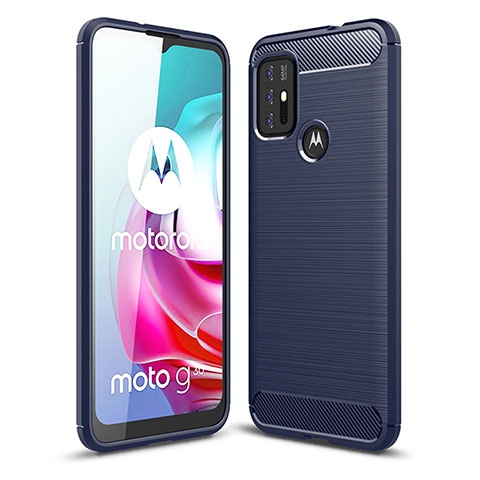Silikon Hülle Handyhülle Gummi Schutzhülle Flexible Tasche Line für Motorola Moto G20 Blau