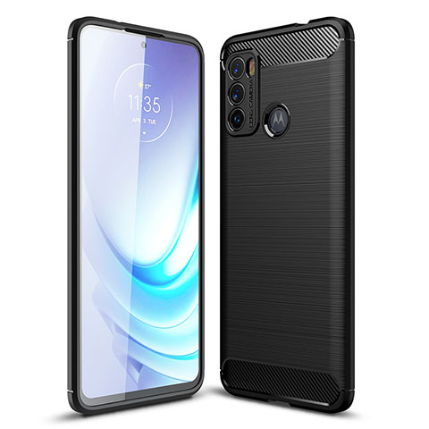 Silikon Hülle Handyhülle Gummi Schutzhülle Flexible Tasche Line für Motorola Moto G60 Schwarz