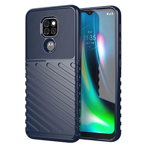 Silikon Hülle Handyhülle Gummi Schutzhülle Flexible Tasche Line für Motorola Moto G9 Play Blau