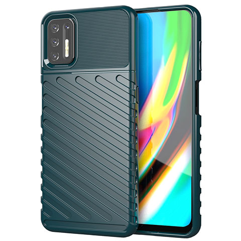 Silikon Hülle Handyhülle Gummi Schutzhülle Flexible Tasche Line für Motorola Moto G9 Plus Grün