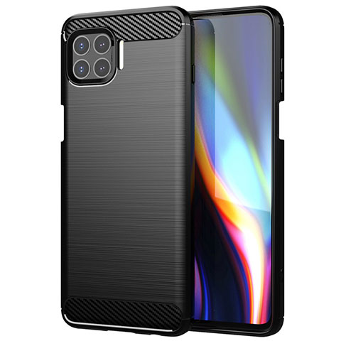 Silikon Hülle Handyhülle Gummi Schutzhülle Flexible Tasche Line für Motorola Moto One 5G Schwarz