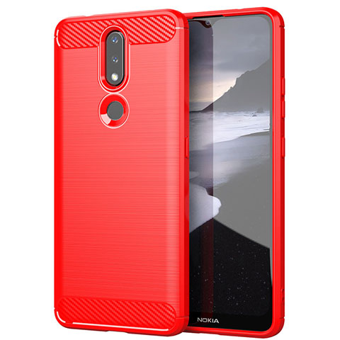 Silikon Hülle Handyhülle Gummi Schutzhülle Flexible Tasche Line für Nokia 2.4 Rot