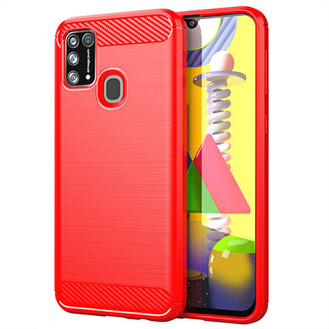 Silikon Hülle Handyhülle Gummi Schutzhülle Flexible Tasche Line für Samsung Galaxy M21s Rot