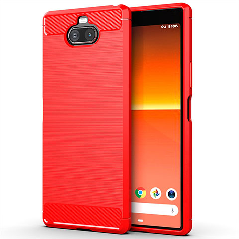 Silikon Hülle Handyhülle Gummi Schutzhülle Flexible Tasche Line für Sony Xperia 8 Lite Rot