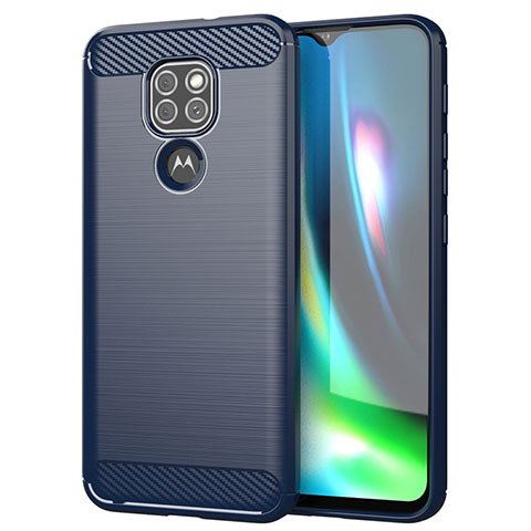 Silikon Hülle Handyhülle Gummi Schutzhülle Flexible Tasche Line S01 für Motorola Moto G9 Blau