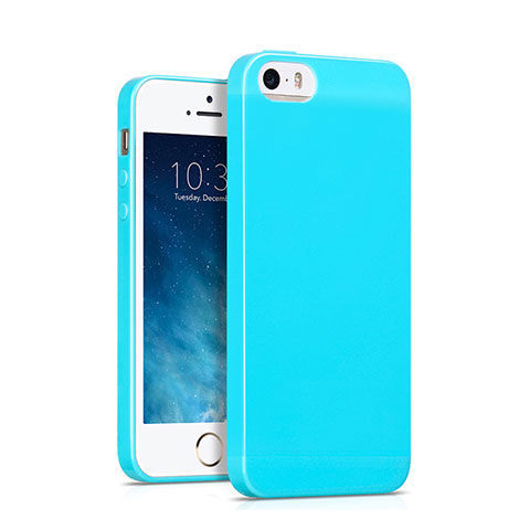 Silikon Hülle Handyhülle Gummi Schutzhülle für Apple iPhone 5 Hellblau
