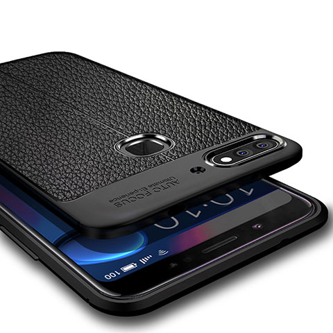 Silikon Hülle Handyhülle Gummi Schutzhülle Leder für Huawei Y7 (2018) Schwarz