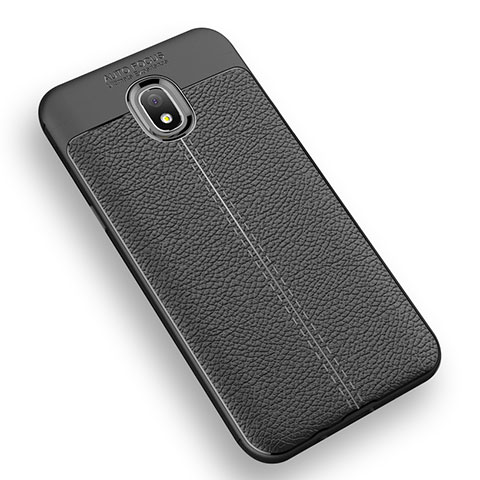 Silikon Hülle Handyhülle Gummi Schutzhülle Leder Q01 für Samsung Galaxy J3 Star Schwarz