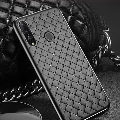 Silikon Hülle Handyhülle Gummi Schutzhülle Leder Tasche A01 für Huawei Honor 20 Lite Schwarz