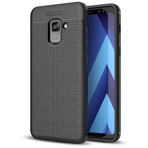 Silikon Hülle Handyhülle Gummi Schutzhülle Leder Tasche für Samsung Galaxy A5 (2018) A530F Schwarz