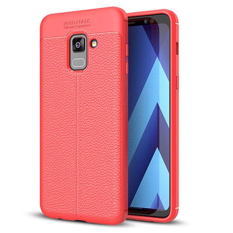 Silikon Hülle Handyhülle Gummi Schutzhülle Leder Tasche für Samsung Galaxy A8+ A8 Plus (2018) A730F Rot