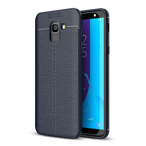 Silikon Hülle Handyhülle Gummi Schutzhülle Leder Tasche für Samsung Galaxy J6 (2018) J600F Blau