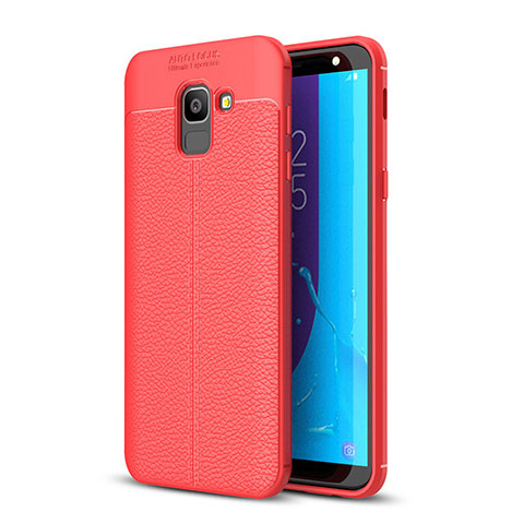 Silikon Hülle Handyhülle Gummi Schutzhülle Leder Tasche für Samsung Galaxy J6 (2018) J600F Rot
