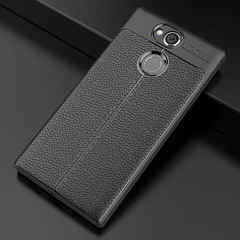 Silikon Hülle Handyhülle Gummi Schutzhülle Leder Tasche für Sony Xperia XA2 Plus Schwarz