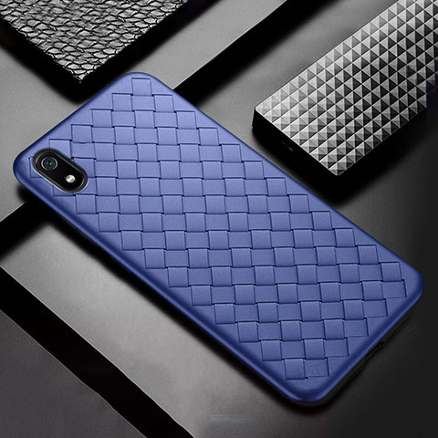 Silikon Hülle Handyhülle Gummi Schutzhülle Leder Tasche für Xiaomi Redmi 7A Blau