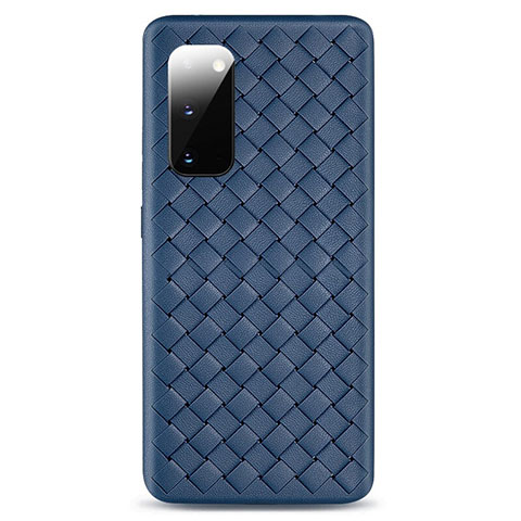 Silikon Hülle Handyhülle Gummi Schutzhülle Leder Tasche H03 für Samsung Galaxy S20 5G Blau