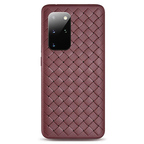 Silikon Hülle Handyhülle Gummi Schutzhülle Leder Tasche H05 für Samsung Galaxy S20 Plus 5G Braun