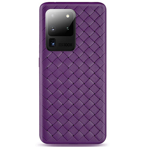Silikon Hülle Handyhülle Gummi Schutzhülle Leder Tasche H05 für Samsung Galaxy S20 Ultra 5G Violett