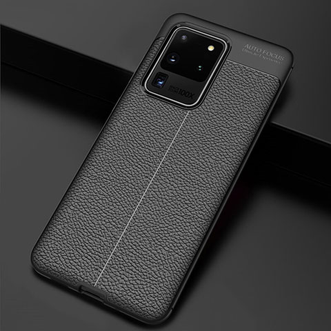 Silikon Hülle Handyhülle Gummi Schutzhülle Leder Tasche H06 für Samsung Galaxy S20 Ultra Schwarz