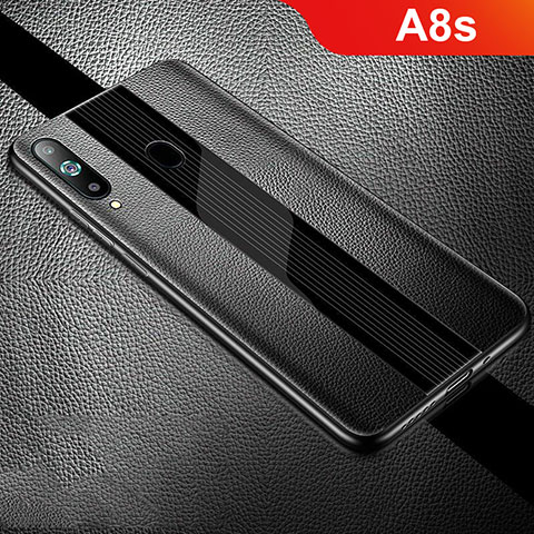 Silikon Hülle Handyhülle Gummi Schutzhülle Leder Tasche S01 für Samsung Galaxy A8s SM-G8870 Schwarz