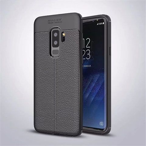 Silikon Hülle Handyhülle Gummi Schutzhülle Leder Tasche S01 für Samsung Galaxy S9 Plus Schwarz