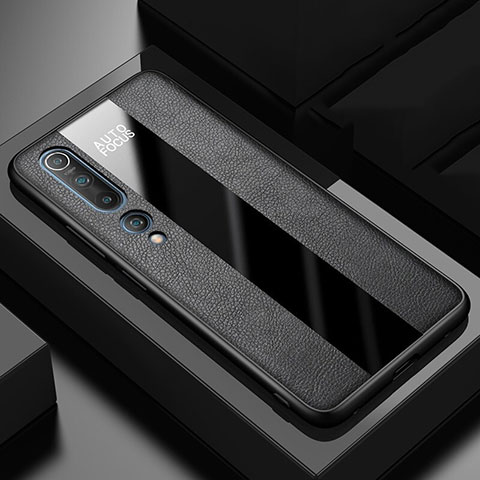Silikon Hülle Handyhülle Gummi Schutzhülle Leder Tasche S01 für Xiaomi Mi 10 Schwarz
