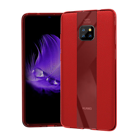 Silikon Hülle Handyhülle Gummi Schutzhülle Leder Tasche S04 für Huawei Mate 20 Pro Rot