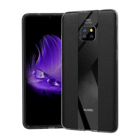 Silikon Hülle Handyhülle Gummi Schutzhülle Leder Tasche S04 für Huawei Mate 20 Pro Schwarz