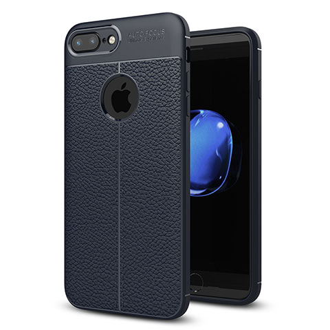 Silikon Hülle Handyhülle Gummi Schutzhülle Leder Tasche S05 für Apple iPhone 7 Plus Blau