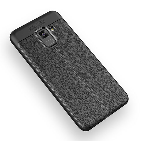 Silikon Hülle Handyhülle Gummi Schutzhülle Leder W01 für Samsung Galaxy A5 (2018) A530F Schwarz